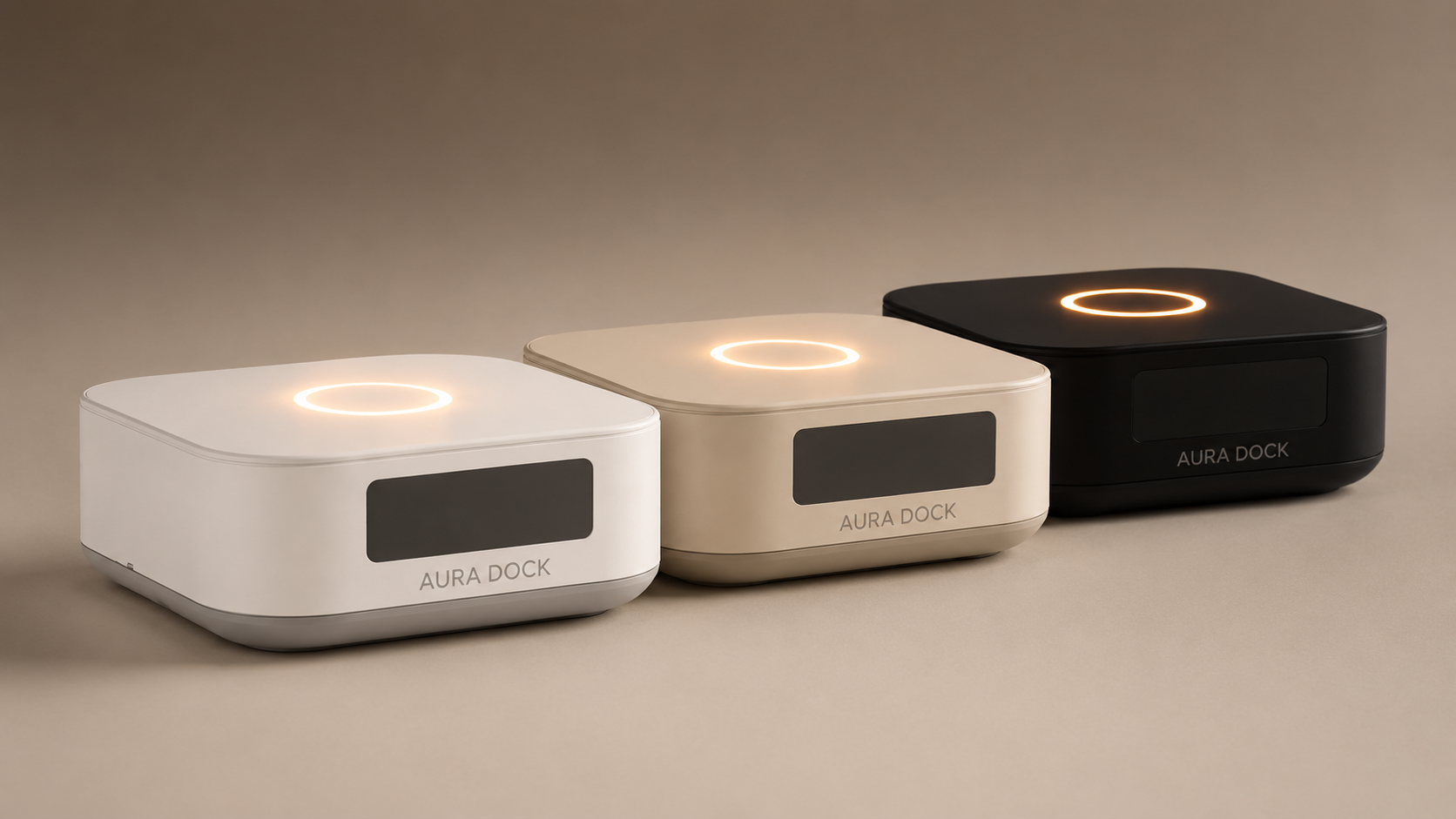 Aura Dock 三款配色：月白、香槟、曜石黑